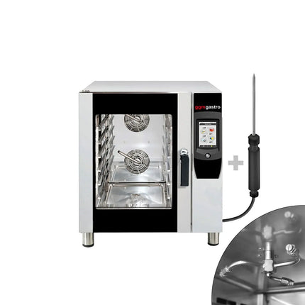 GGM Gastro Bakery-Electric Commercial Combi Oven - Touchscreen Controls - 6x EN 600x400 or 6x GN 1/1 - incl. Automatic washing system, Core temperature probe, Wi‑Fi & USB