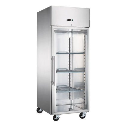 GGM Gastro Bakery Freezer Stainless steel ECO - EN 600x800mm - 612L - with 1 glass door & Rails & support grids - On castors