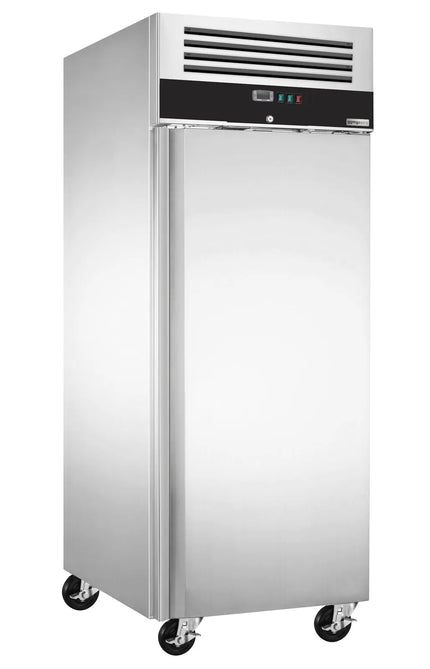 GGM Gastro Bakery Freezer Stainless steel PREMIUM - EN 600x800mm - 612L - with 1 door & Rails & support grids - On castors - Black front
