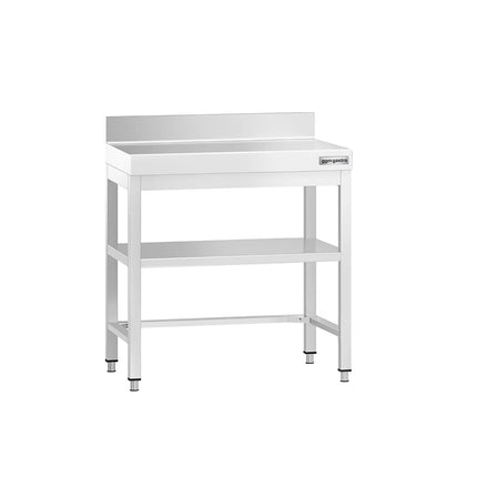 GGM Gastro Bàn Inox Có Gờ Chắn PREMIUM - 600x600mm - Có Kệ Dưới - Có Gờ Chắn Sau - Có Thanh Giằng Chéo