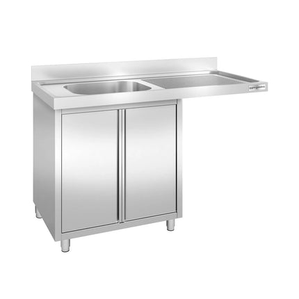 GGM Gastro Bàn Rửa Máy Rửa Bát Có Tủ PREMIUM - 1400x700mm - 1 Chậu Bên Trái