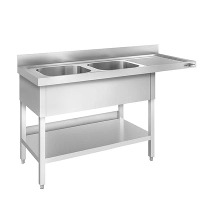 GGM Gastro Bàn Rửa Máy Rửa Bát PREMIUM - 1600x600mm - 2 Chậu - Bàn Ráo Bên Phải