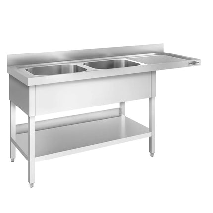 GGM Gastro Bàn Rửa Máy Rửa Bát PREMIUM - 1800x600mm - 2 Chậu - Bàn Ráo Bên Phải