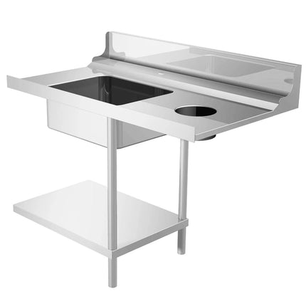 GGM Gastro Bàn Vào Máy Rửa Chén Băng Chuyền - 1200mm - Lắp Phải - 1 Chậu & Máng Xả Rác - Cho Dòng DS430