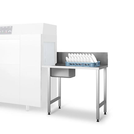 GGM Gastro Bàn Vào Máy Rửa Chén Băng Chuyền - 1300mm - Lắp Phải - 1 Chậu & Máng Xả Rác - Cho KSS118