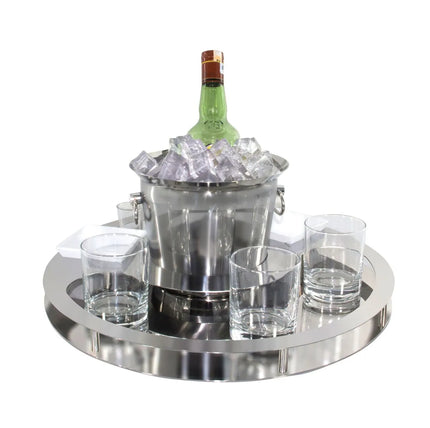 GGM Gastro Bar Set with Wine Bucket & 2 Snack Bowls - Chromed - Ø465mm - Height:180mm - High‑gloss Chrome