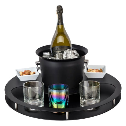 GGM Gastro Bar Set with Wine Bucket & 2 Snack Bowls - Stainless Steel, Powder-Coated - Ø465mm - Height:180mm - Black