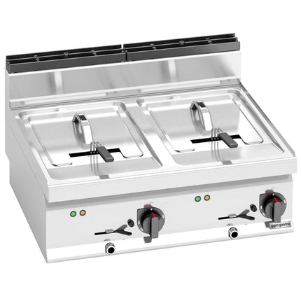 GGM Gastro Bếp Chiên Nhúng Điện 2 Bồn - 10+10L - 12kW - Có Van Xả