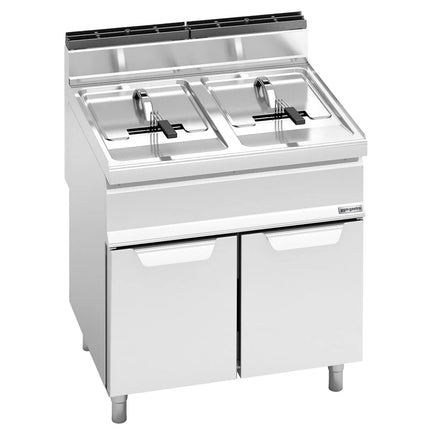 GGM Gastro Bếp Chiên Nhúng Gas Đứng 2 Bồn - 15+15L - 25.4kW - Thủ Công - Có Van Xả