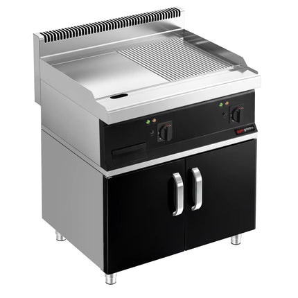 GGM Gastro Bếp Chiên Nướng Điện - 13.8kW - Mặt Nửa Phẳng Nửa Rãnh - Diện Tích Nấu: 795x535mm - Có Tủ Bệ - 2 Cánh