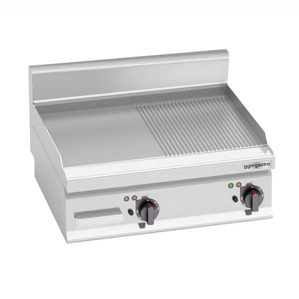 GGM Gastro Bếp Chiên Nướng Điện - 8kW - Mặt Nửa Phẳng Nửa Rãnh - Diện Tích Nấu: 596x430mm