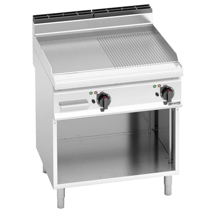 GGM Gastro Bếp Chiên Nướng Điện - 9.6kW - Mặt Nửa Phẳng Nửa Rãnh - Diện Tích Nấu: 800x714mm - Có Chân Đứng