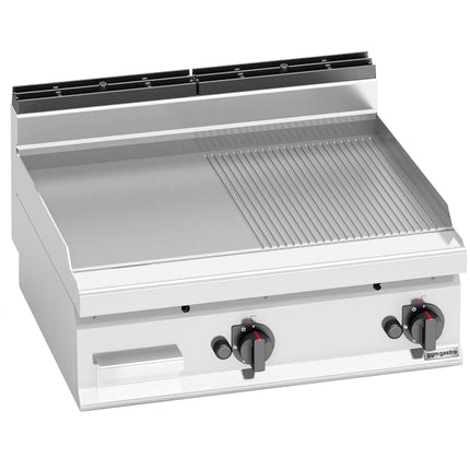 GGM Gastro Bếp Chiên Nướng Gas - 13.8kW - Mặt Nửa Phẳng Nửa Rãnh - Diện Tích Nấu: 795x500mm