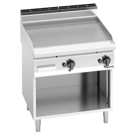 GGM Gastro Bếp Chiên Nướng Gas - 13.8kW - Mặt Nửa Phẳng Nửa Rãnh - Diện Tích Nấu: 795x500mm - Có Chân Đứng