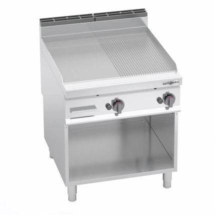 GGM Gastro Bếp Chiên Nướng Gas - 20kW - Mặt Nửa Phẳng Nửa Rãnh - Diện Tích Nấu: 796x667mm - Có Chân Đứng