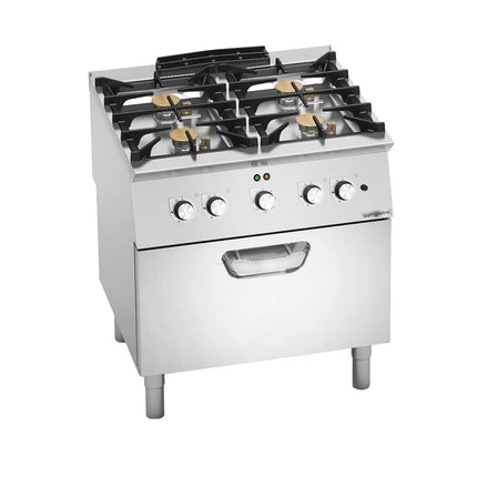 GGM Gastro Bếp Gas Liền Lò - 28.68kW - 4 Họng - Kèm Lò Đối Lưu Điện - 4.68kW