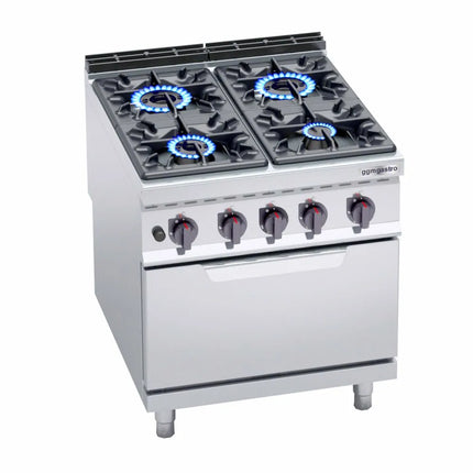 GGM Gastro Bếp Gas Liền Lò - 34.5kW - 4 Họng - Kèm Lò Gas Tĩnh - 7.8kW