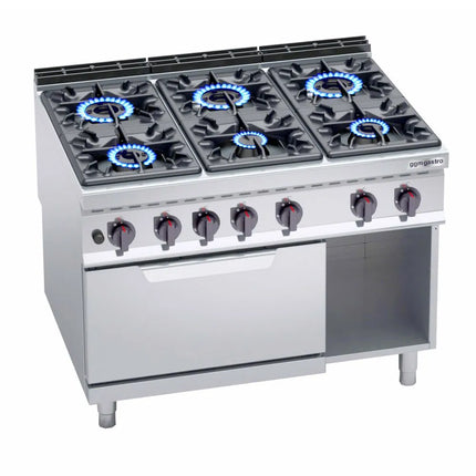 GGM Gastro Bếp Gas Liền Lò - 61.3kW - 6 Họng - Kèm Lò Gas Tĩnh - 7.8kW
