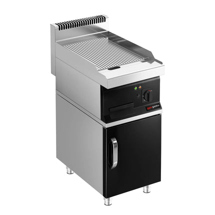 GGM Gastro Bếp Nướng Điện - 8kW - Mặt Rãnh - Diện Tích Nấu: 395x535mm - Có Tủ Bệ - 1 Cánh