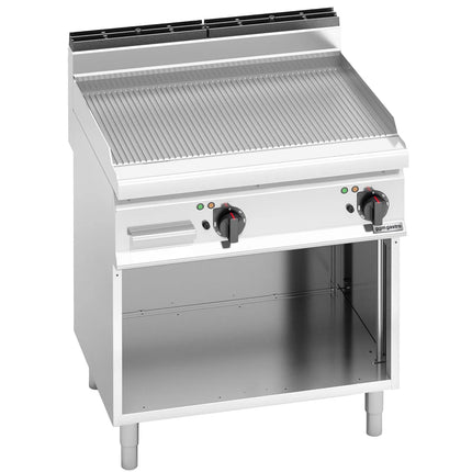 GGM Gastro Bếp Nướng Điện - 9.6kW - Mặt Rãnh - Diện Tích Nấu: 795x500mm - Có Chân Đứng