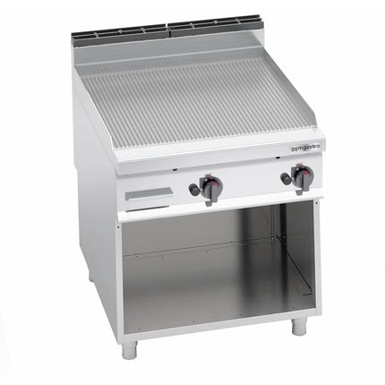 GGM Gastro Bếp Nướng Gas - 20kW - Mặt Rãnh - Diện Tích Nấu: 796x667mm - Có Chân Đứng