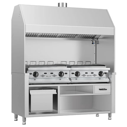 GGM Gastro Bếp Nướng Gas BERLIN - 1760mm - Vỉ Gang - Sâu 790mm - 28kW - 8 Vỉ Nướng