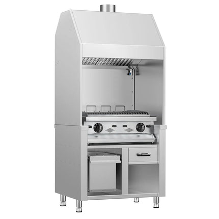 GGM Gastro Bếp Nướng Gas BERLIN - 960mm - Để Bàn - Sâu 790mm - 4 Vỉ Nướng - Vỉ Gang - 14kW