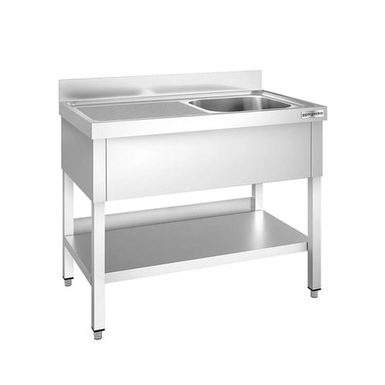 GGM Gastro Bồn Rửa Inox PREMIUM - 1200x600mm - 1 Chậu Bên Phải - Có Kệ Dưới