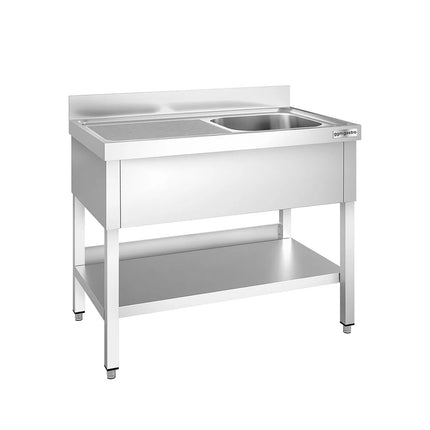 GGM Gastro Bồn Rửa Inox PREMIUM - 1200x700mm - 1 Chậu Bên Phải - Có Kệ Dưới - Có Gờ Chắn