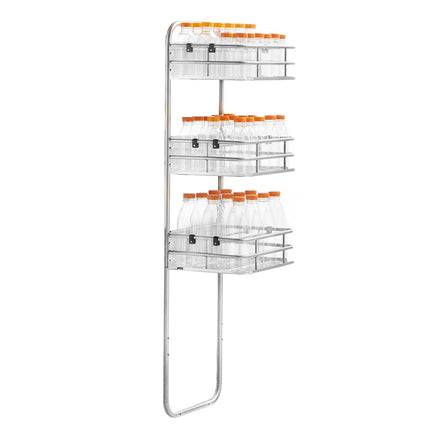 GGM Gastro Bottle & Glass Rack for Orange Juicer - countertop installation - Stainless Steel - 390x310x1330mm - with 3 baskets - freestanding