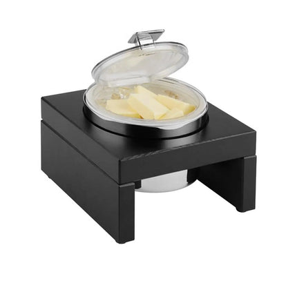 GGM Gastro Bowl - BRIDGE - Stainless Steel, Melamine & Wood - 0.5L - round - Ø 140mm - 185x185mm - Depth: 100mm - Dark Brown