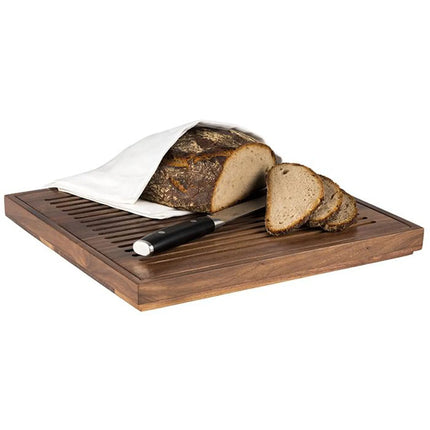 GGM Gastro Bread Cutting Board with Crumb Tray - GN 2/3 - Walnut Wood - Brown - removable crumb tray