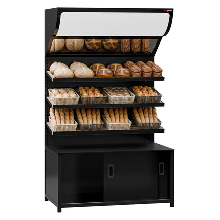 GGM Gastro Bread Display Unit MADRID - 1200mm - with 3 shelves - matt black