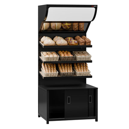 GGM Gastro Bread Display Unit MADRID - 900mm - with 3 shelves - matt black