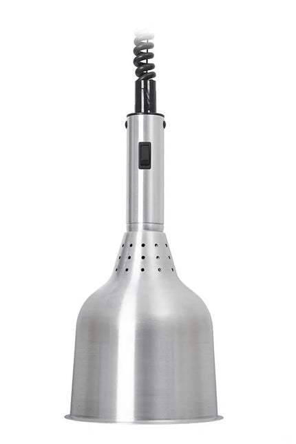 GGM Gastro Buffet Infrared Heat Lamp - Retractable - Diameter 180mm - 250W - E27 - Cord 600–1800mm - Silver/Stainless Steel