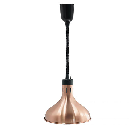 GGM Gastro Buffet Infrared Heat Lamp - Retractable - Dome - Diameter 290mm - 275W - E27 - Cord 600–1500mm - Pale Gold
