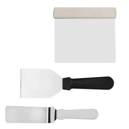 GGM Gastro Cake Decorating Spatula Set - Stainless Steel - 3-piece - 1 Palette Knife, 1 Spatula & 1 Dough Scraper