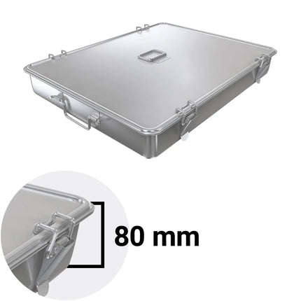 GGM Gastro Casserole Pan - Stainless Steel - 21.6L - Height: 80mm - with Lid & Tension Locks - 600x450x80mm