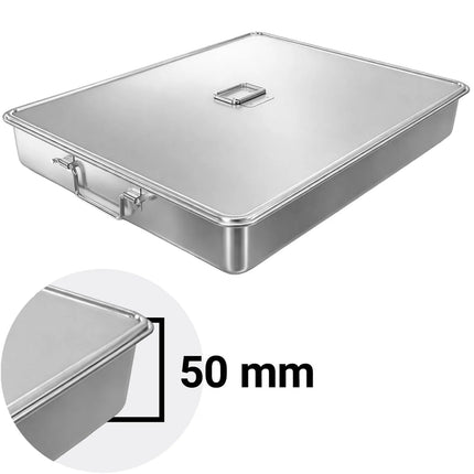 GGM Gastro Casserole Pan - Stainless Steel - with Lid & Tension Locks - 13.5L - 584x716x113mm