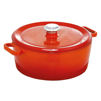 GGM Gastro Cast Iron Casserole - 6.8L - Ø280mm - 115mm - Orange - With Lid - Induction Compatible
