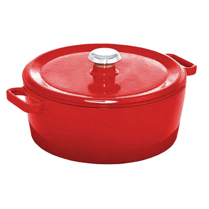 GGM Gastro Cast Iron Casserole - 6.8L - Ø280mm - 170mm - Red - With Lid - Induction Compatible