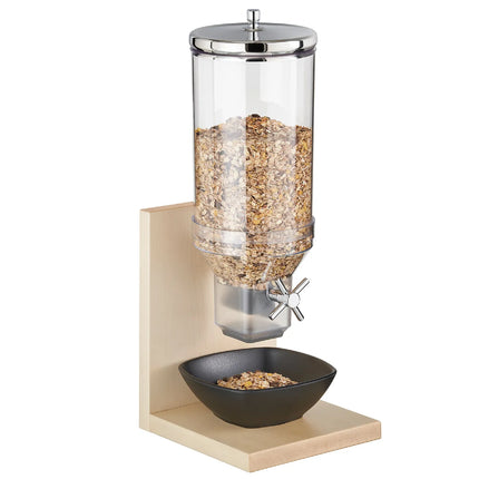 GGM Gastro Cereal Dispenser - BRIDGE - Rotary Dispense - Plastic Container - 4.5L - Wooden Stand