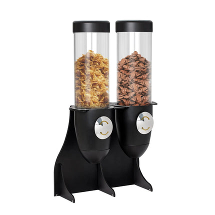 GGM Gastro Cereal Dispenser - double - Ø115mm - Rotary Dispense - Stainless Steel Stand - Black