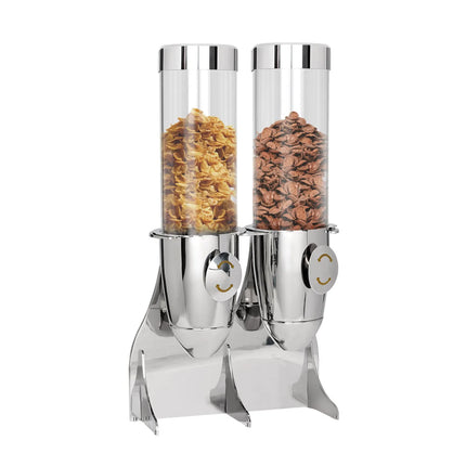 GGM Gastro Cereal Dispenser - double - Rotary Dispense - Stainless Steel Stand