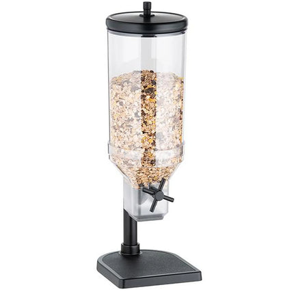 GGM Gastro Cereal Dispenser - FRESH+EASY - Rotary Dispense - 1 Plastic Container - 4.5L - Stainless Steel Stand - Black