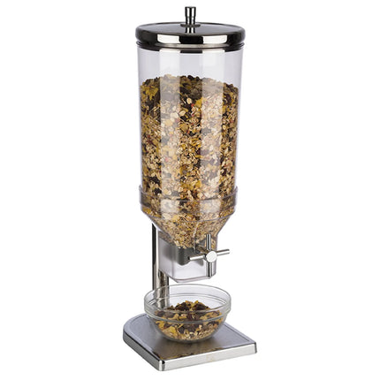GGM Gastro Cereal Dispenser - FRESH+EASY - Rotary Dispense - Plastic Container - 4.5L - Stainless Steel Stand