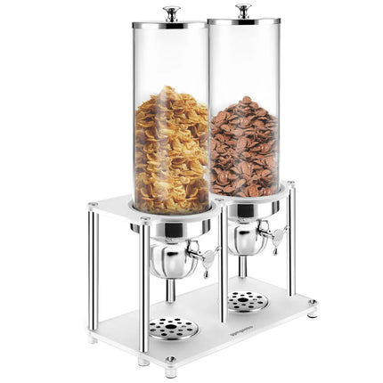 GGM Gastro Cereal Dispenser - ROTATION - double - Rotary Dispense - 2 Plastic Containers - 2x 3.7L - Stainless Steel Stand