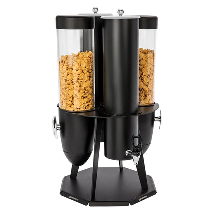 GGM Gastro Cereal & Milk Dispenser - double - rotating - Rotary Dispense - 2 Plastic Containers - Stainless Steel Stand