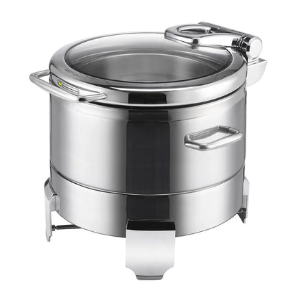 GGM Gastro Chafing Dish - Stainless Steel - Round - with Soft-Close Glass Lid