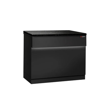 GGM Gastro Checkout Counter TORONTO - 900mm - Black front panel - Black granite worktop - Matt black finish - Stainless steel body